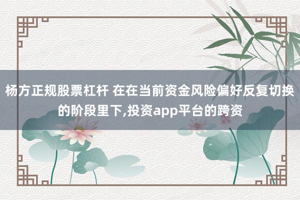 杨方正规股票杠杆 在在当前资金风险偏好反复切换的阶段里下,投资app平台的跨资